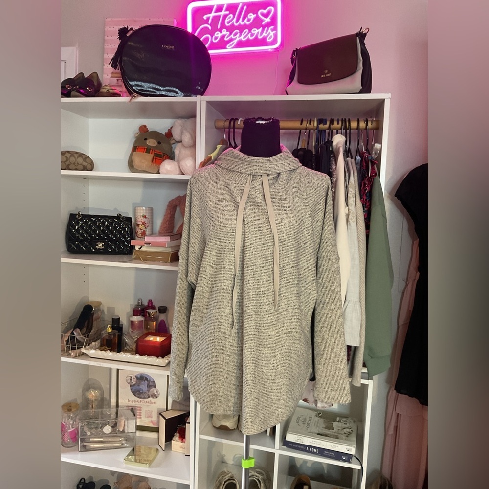 Max Studio Light Gray Cowl Neck Sweater